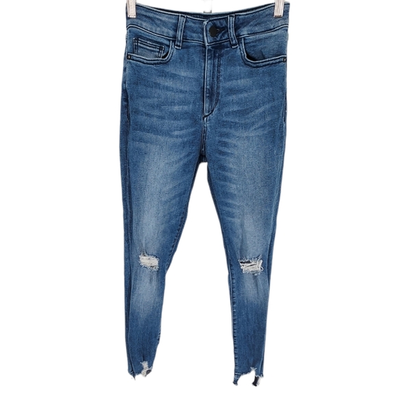 DL1961 Farrow Ankle Instaslim High Rise Skinny Jean Distressed Raw Hem 24 - Picture 2 of 11